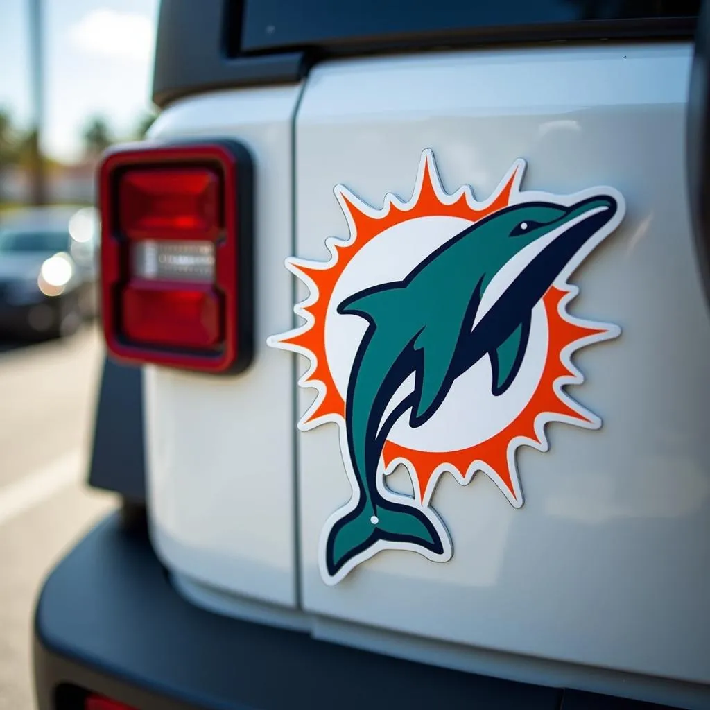 Miami Dolphins Car Magnet on a Jeep