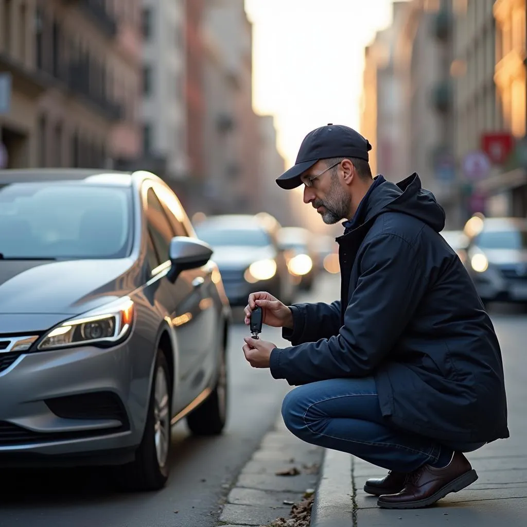 Mobile Locksmith Replacing Car Key