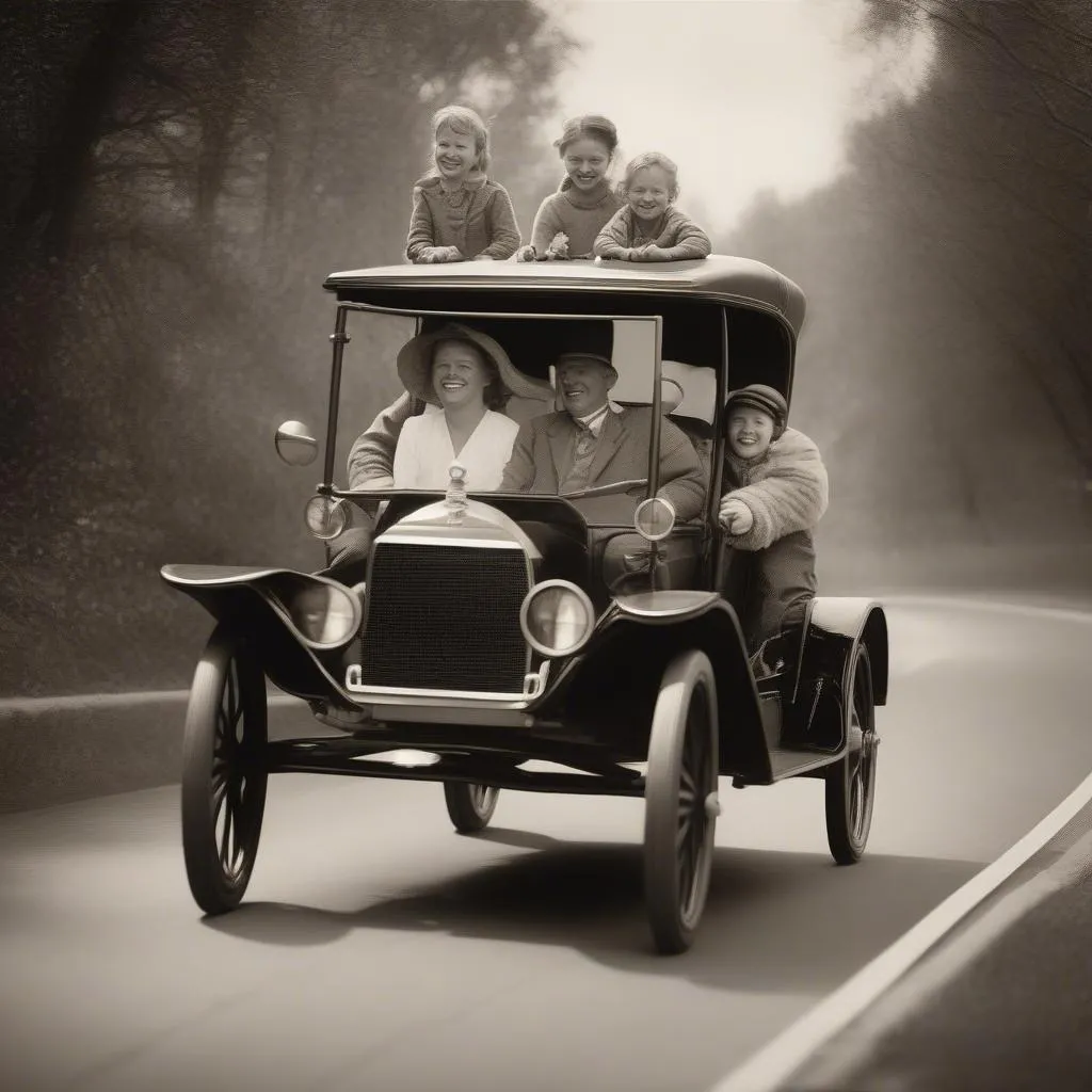 Family Driving a Model T