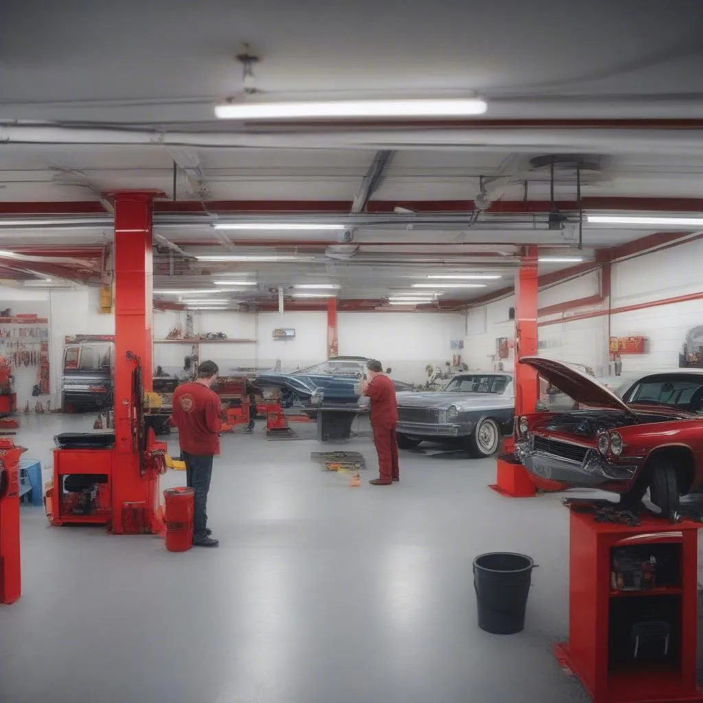 Modern car repair shop