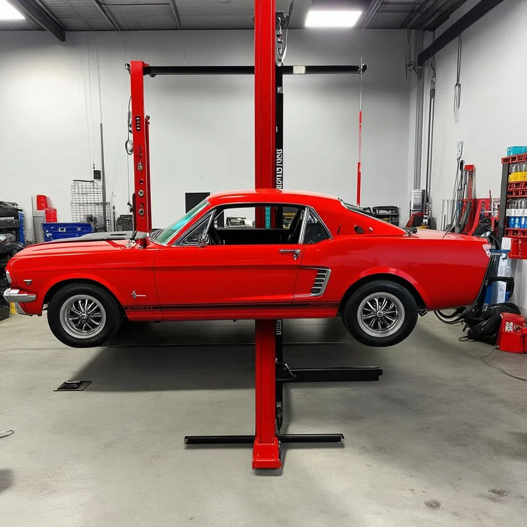 Movable car hoist in a garage