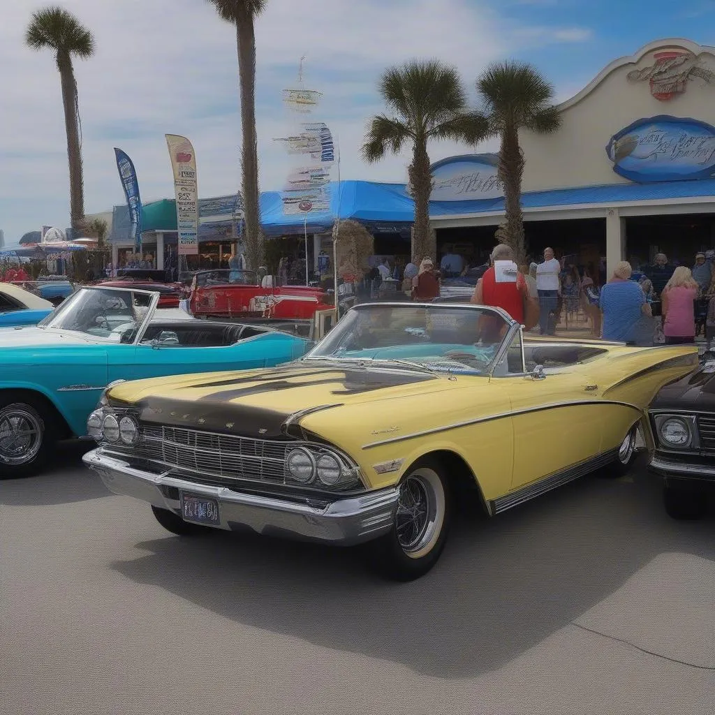 Myrtle Beach Car Show Broadway at the Beach showcasing a variety of vehicles.