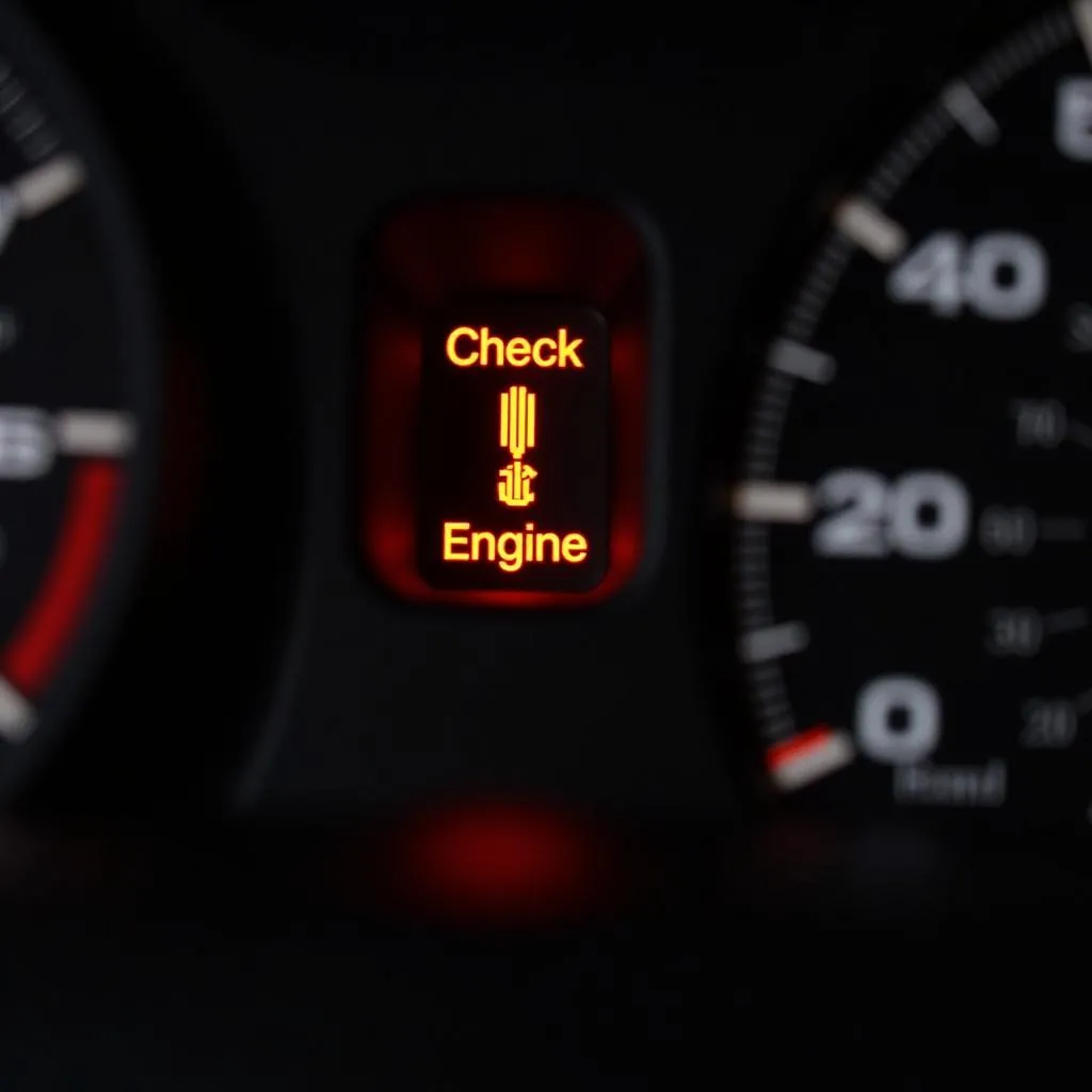 Nissan 350Z dashboard displaying the &quot;Check Engine&quot; light