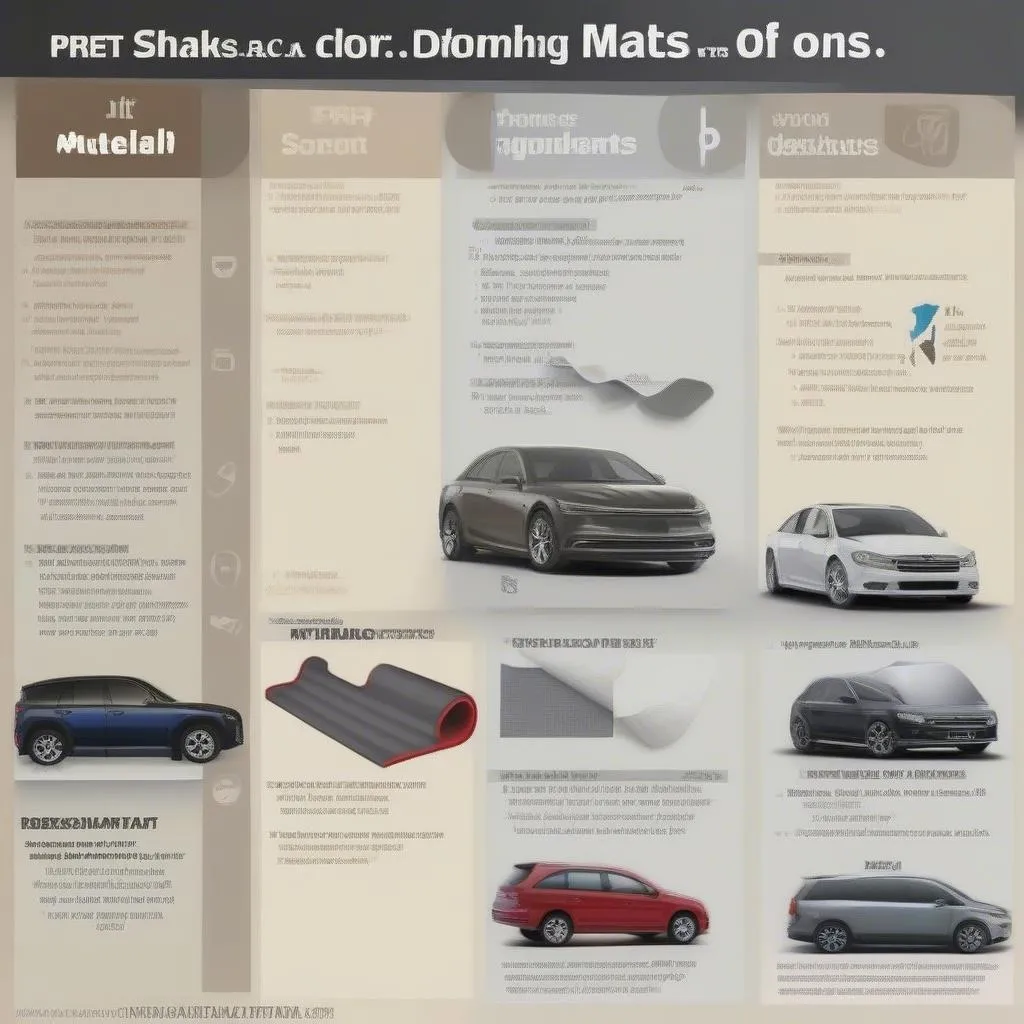 A comparison chart of different car mat materials for the 2012 Nissan Altima.