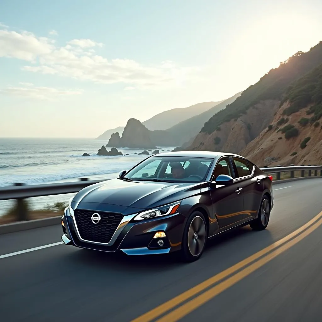 Nissan Altima Driving on Pacific Coast Highway