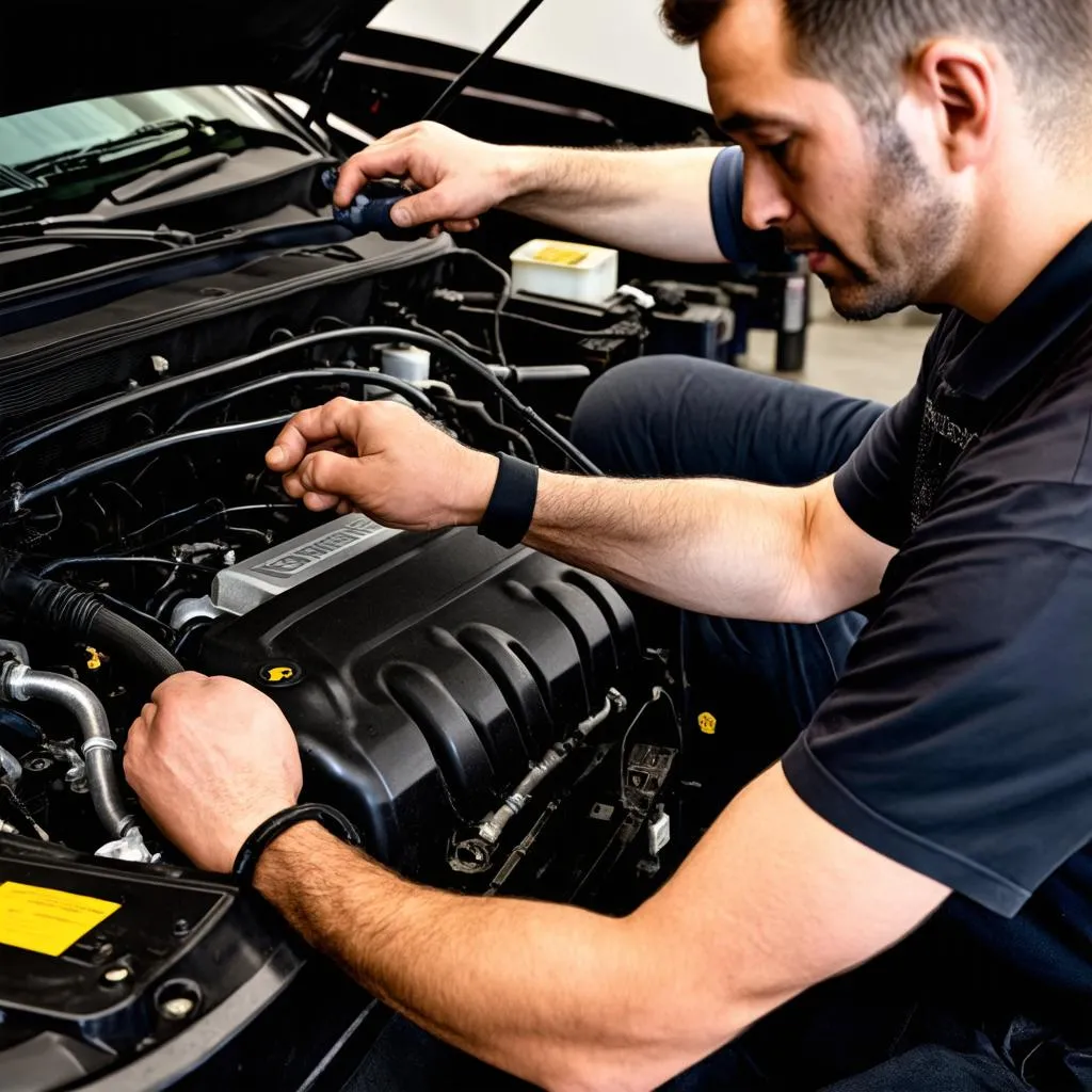 Mechanic Working on Nissan Murano