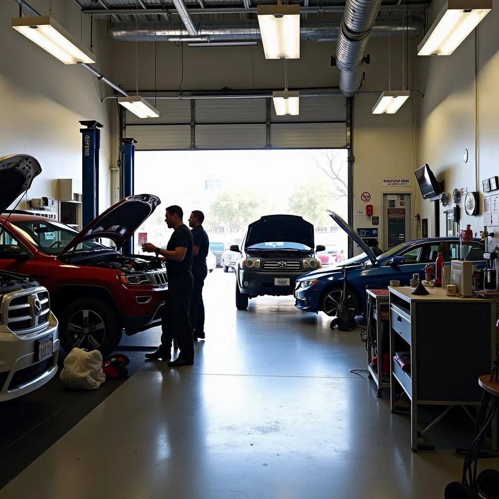 Modern and well-equipped car repair shop interior in Norco