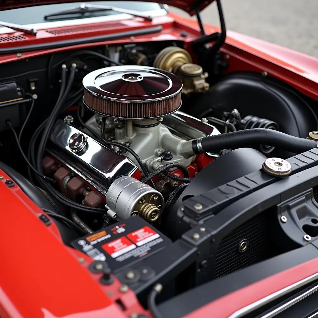 Classic car engine compartment