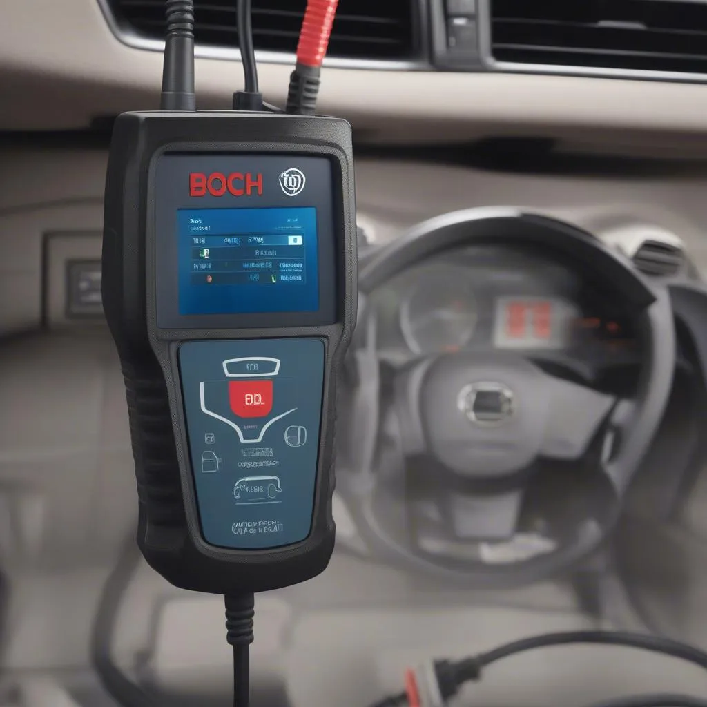 Bosch OBD 1100 Scanner Connected to a Car