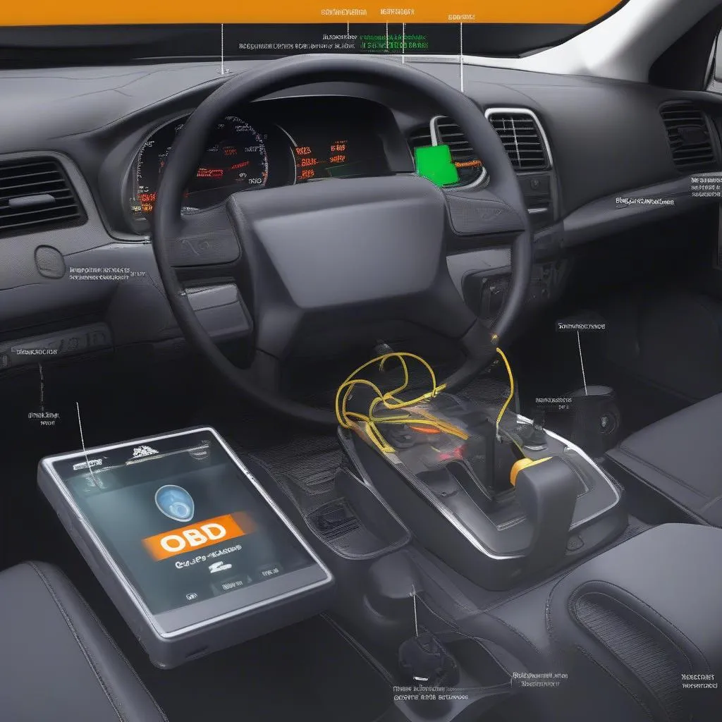 OBD2 scanner used to read error codes from a European car