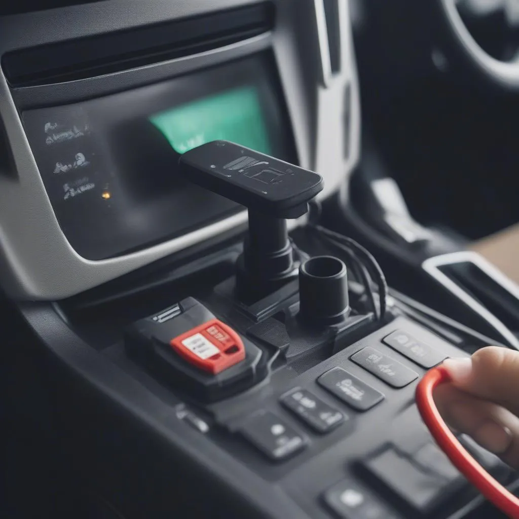 OBD Code Reader Connected to Car