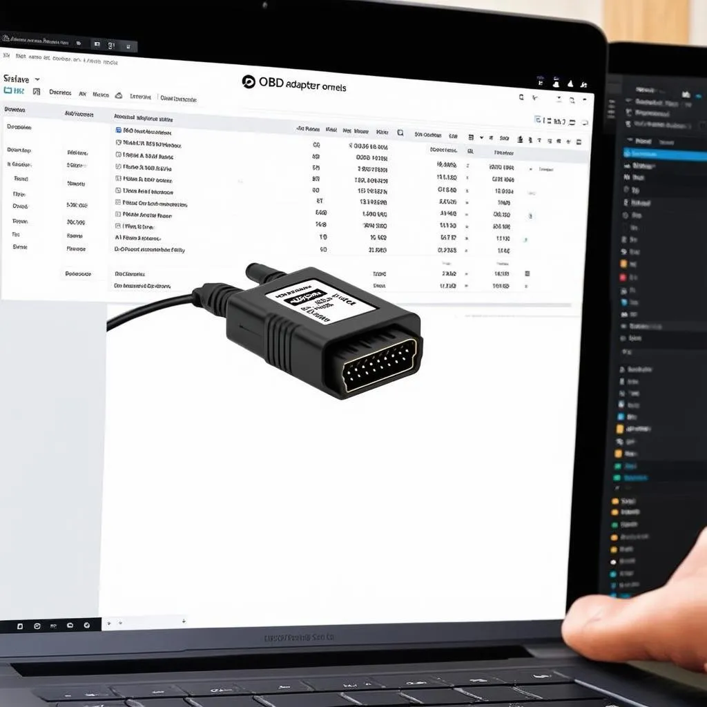 OBD adapter connected to laptop