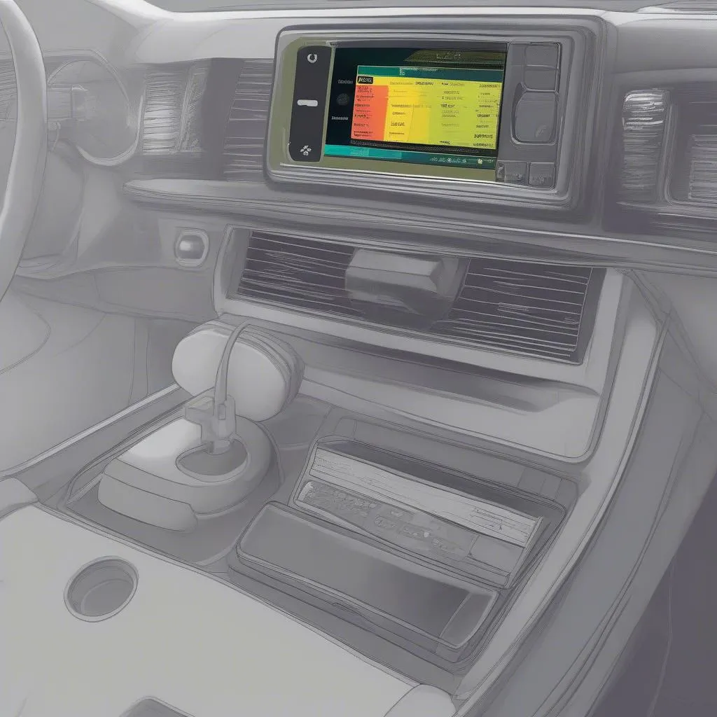 OBD2 scanner connected to the OBD port