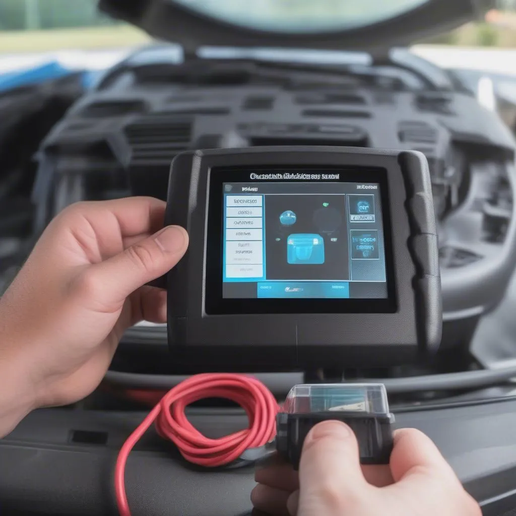 Diagnostic Tool Connected to OBD Port