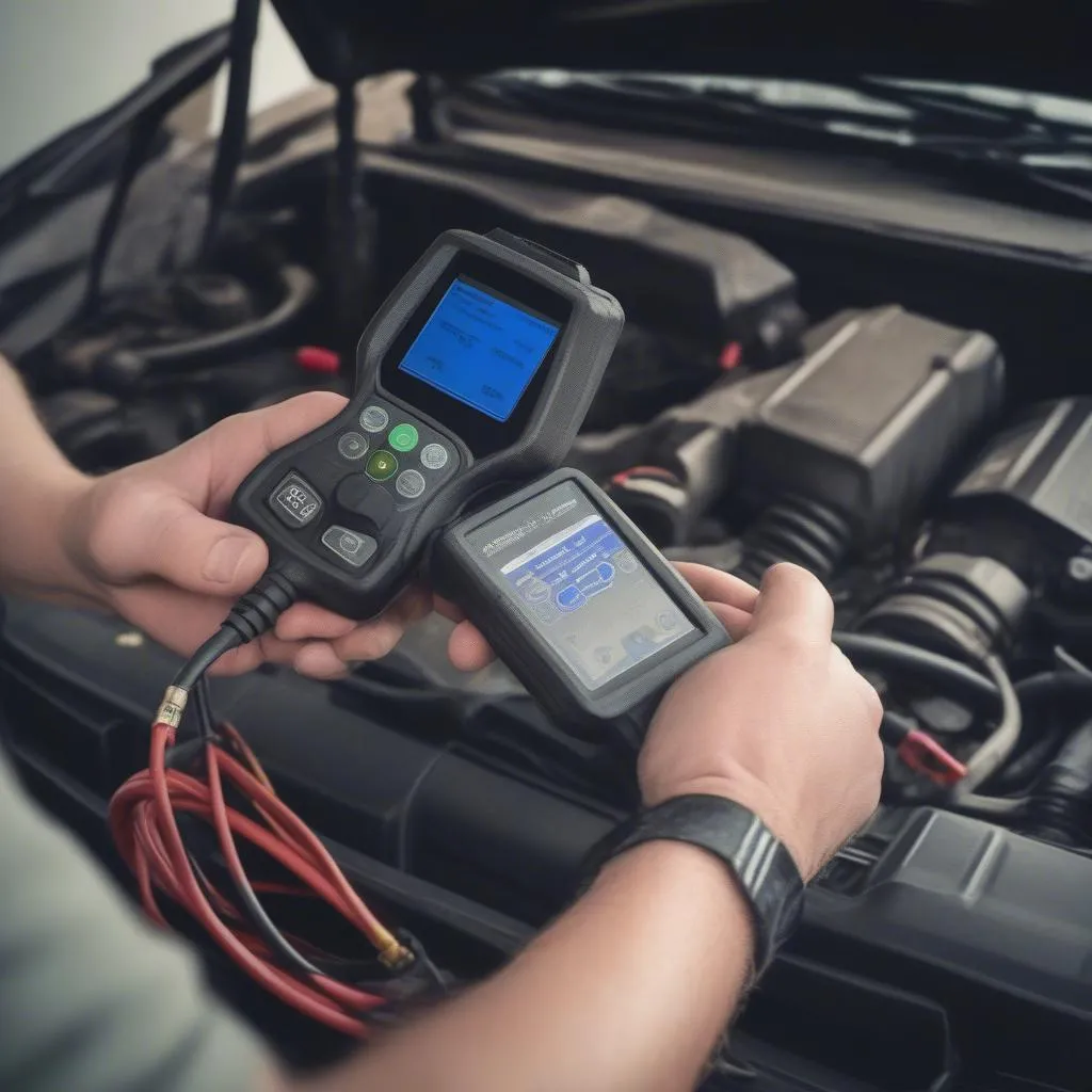 Mechanic using OBD port