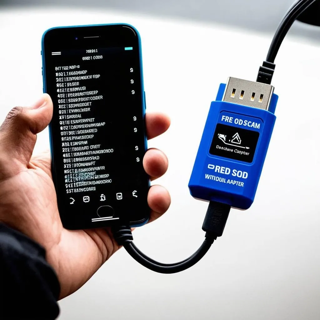 A person using a free OBD scan app on their smartphone