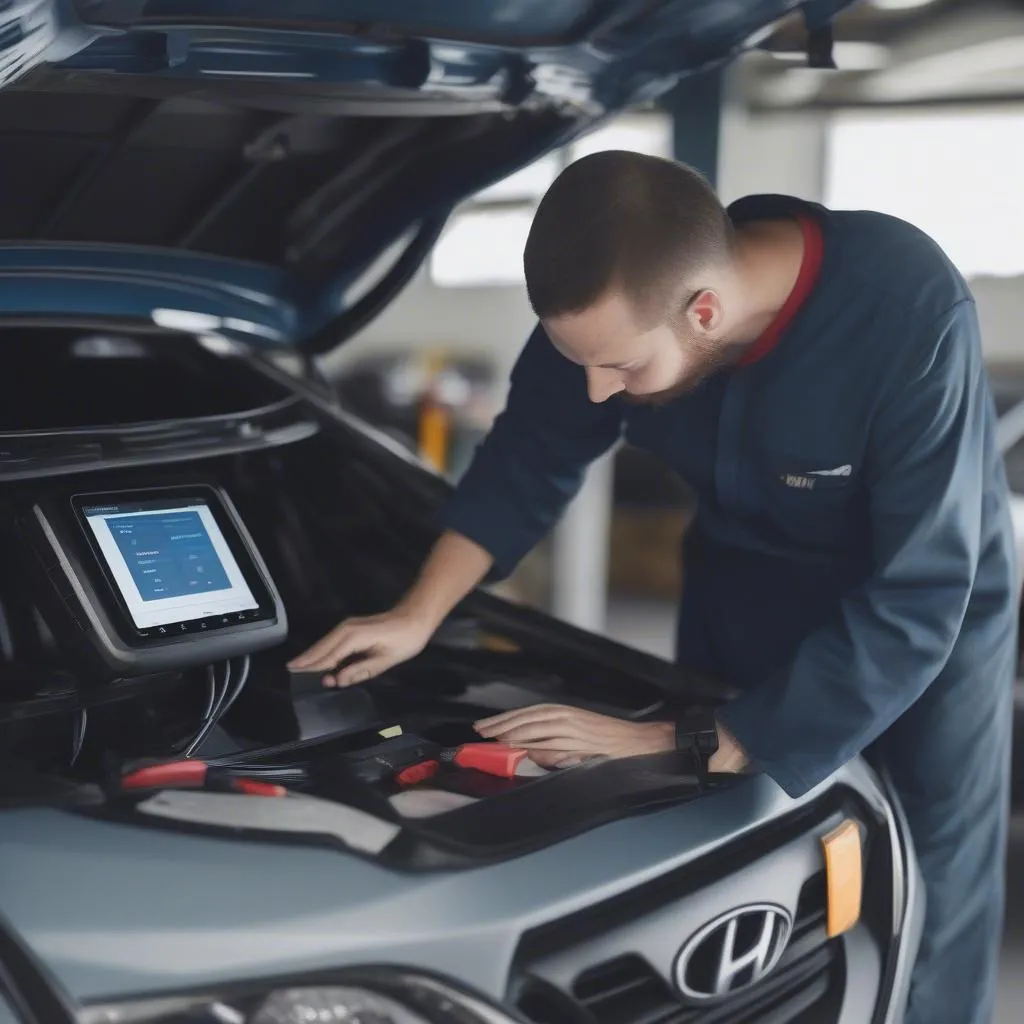 OBD Scanner Connected to Hyundai Tucson