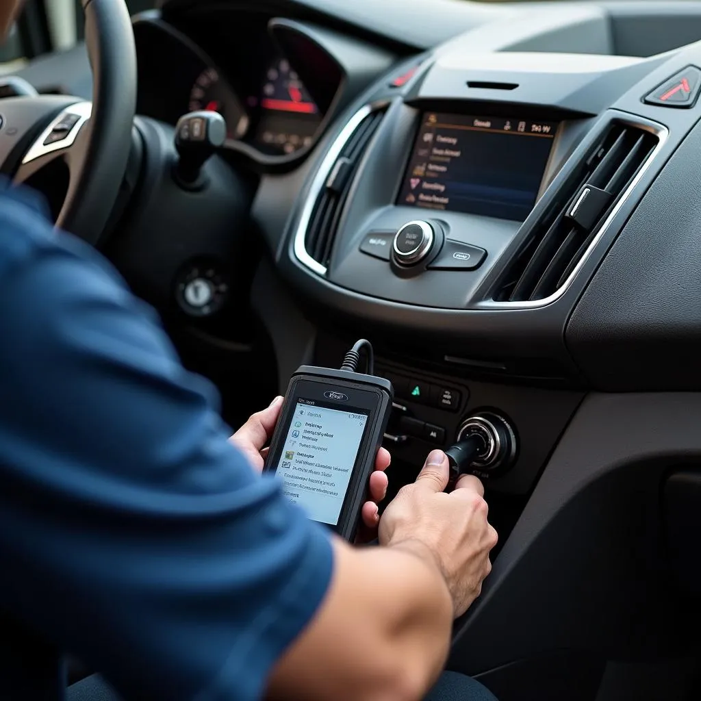 OBD Scanner Connected to 2018 Ford Transit Connect