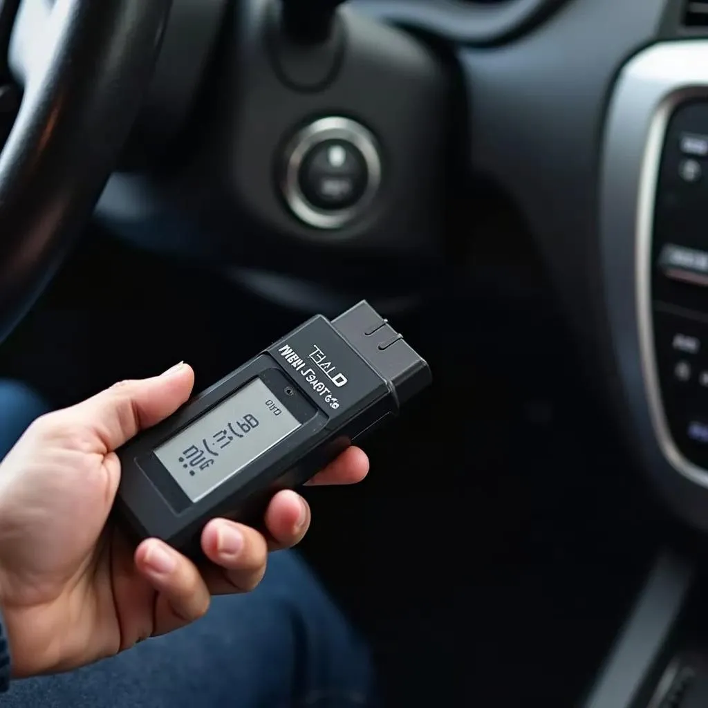 Mechanic connecting an OBD scanner to a car's diagnostic port