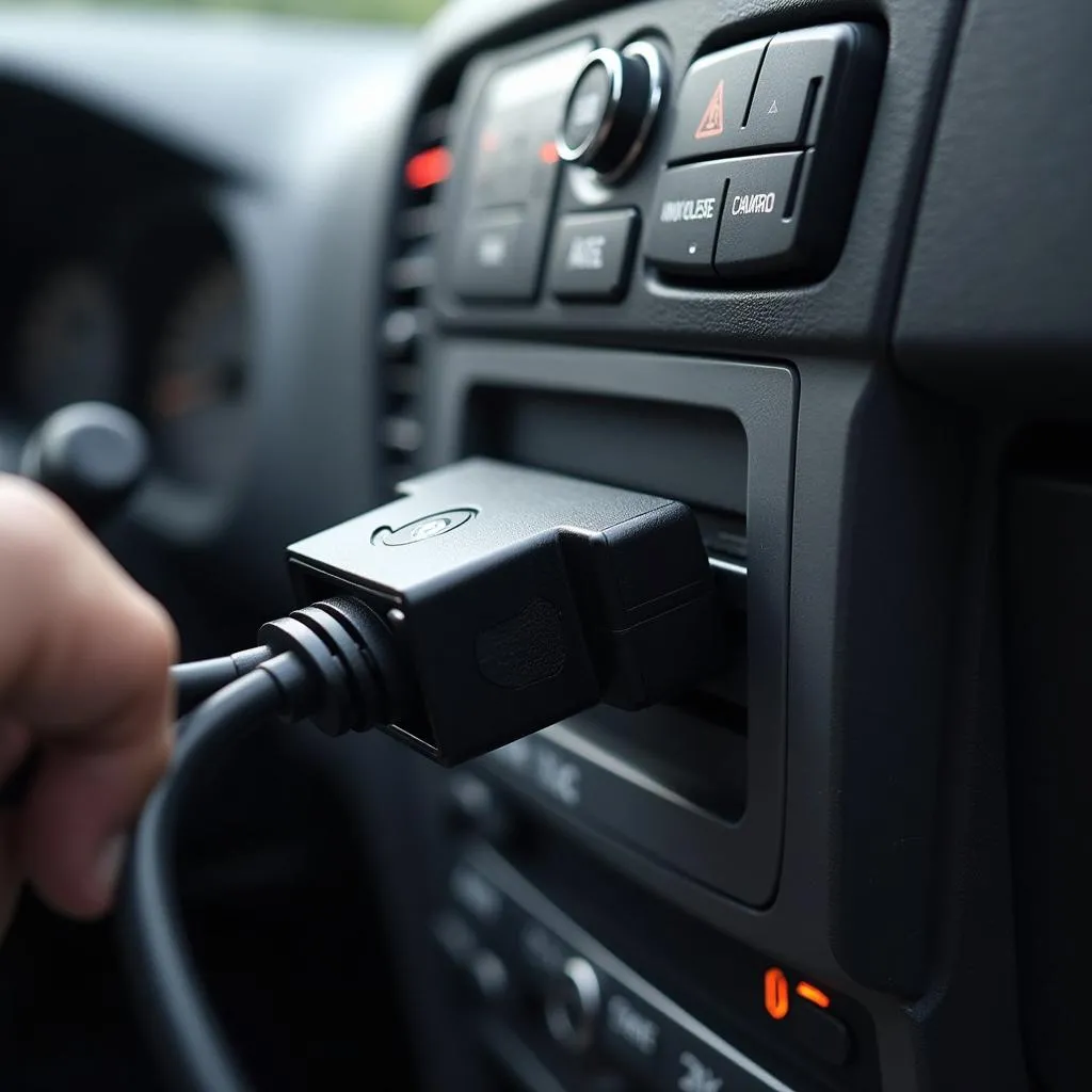 OBD Scanner Connected to Car