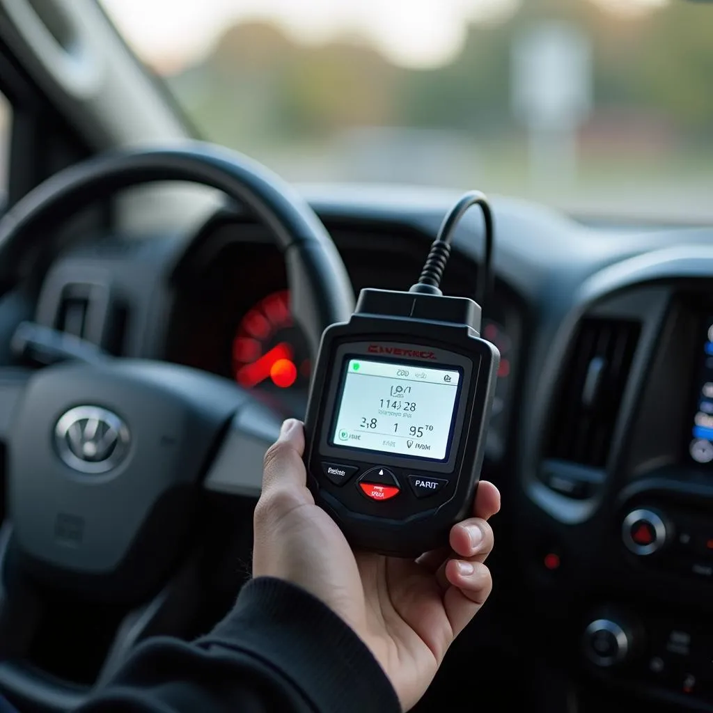 OBD Scanner Connected to Van's Diagnostic Port