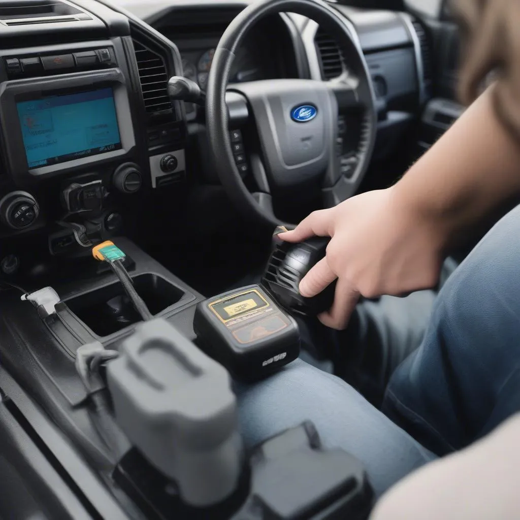 OBD scanner connected to a 2010 Ford F150