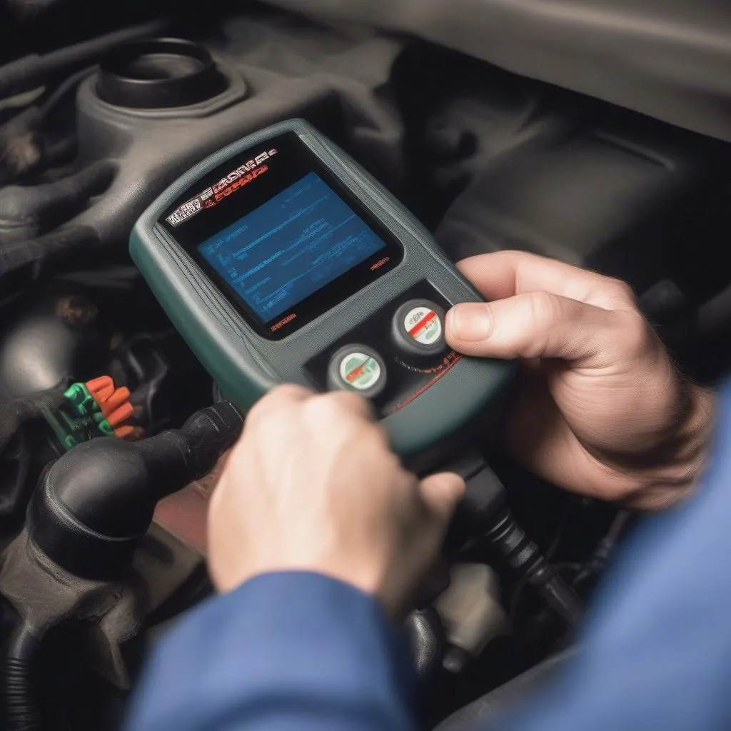 OBD Scanner Being Used on a 2000 Dodge V10