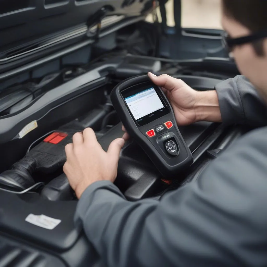 OBD scanner in use