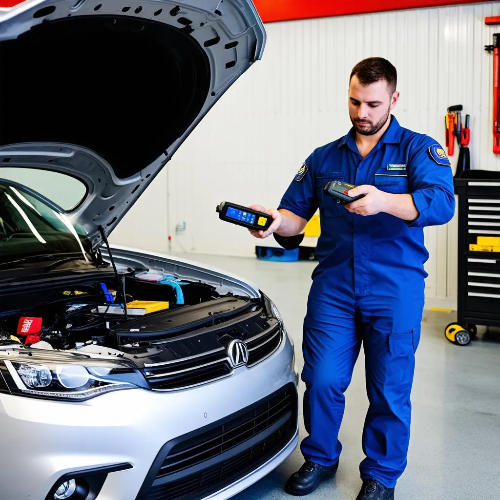 Mechanic using OBD Scanner