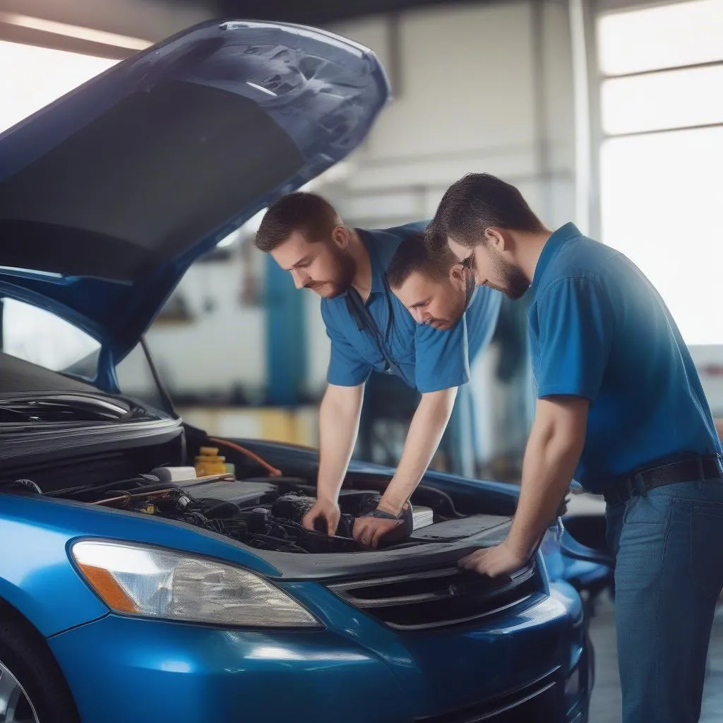 Mechanic using OBD Scanner