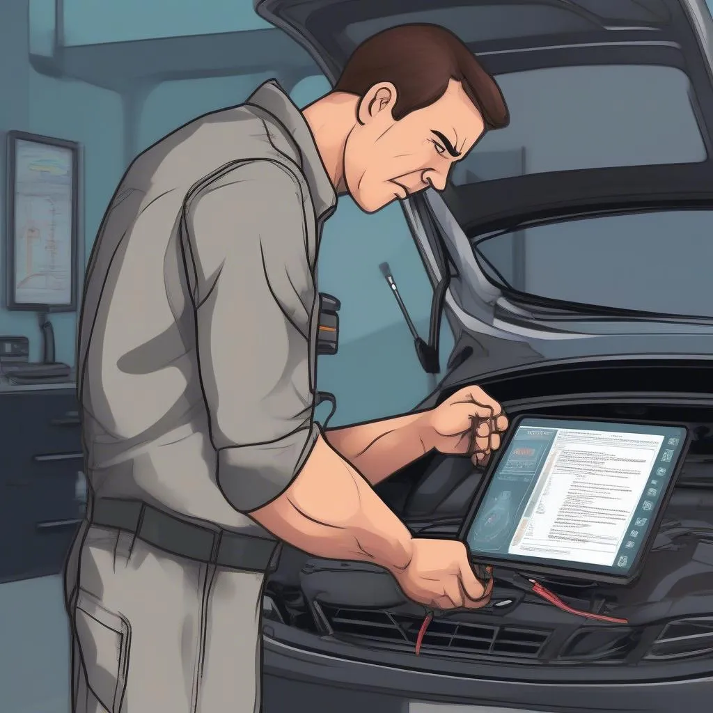 Mechanic Using OBD Scanner