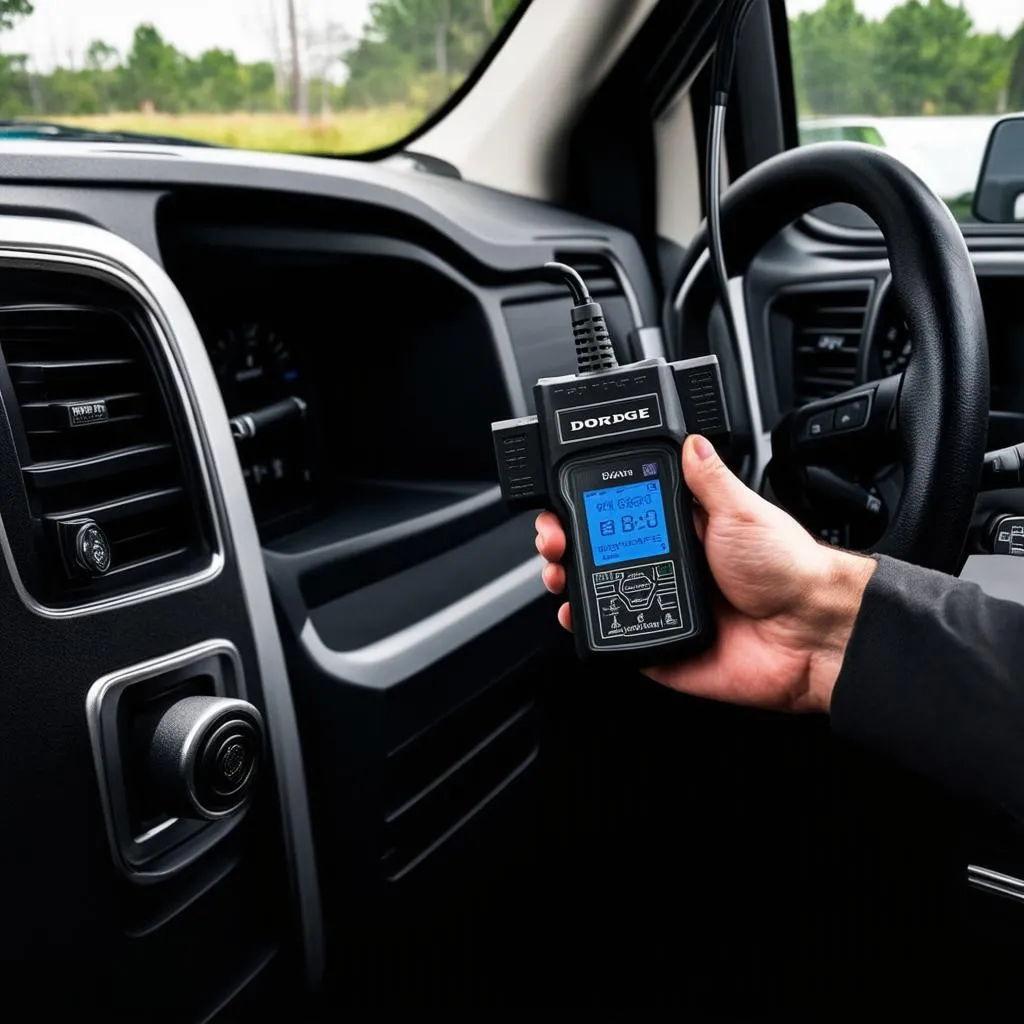 OBD Scanner Connected to Ram 1500