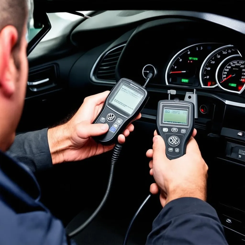 OBD Scanner Connected to a VW Car