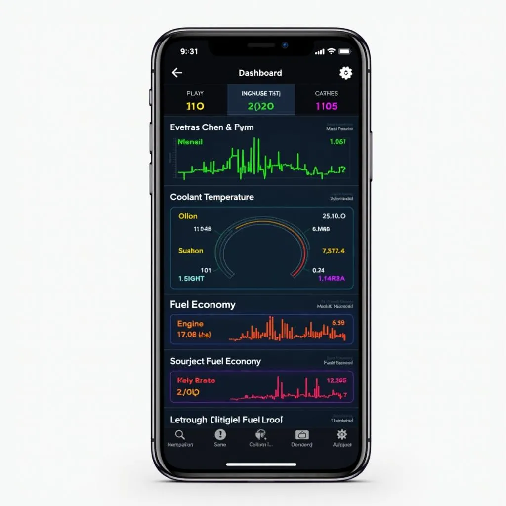 OBD Software Dashboard on Smartphone