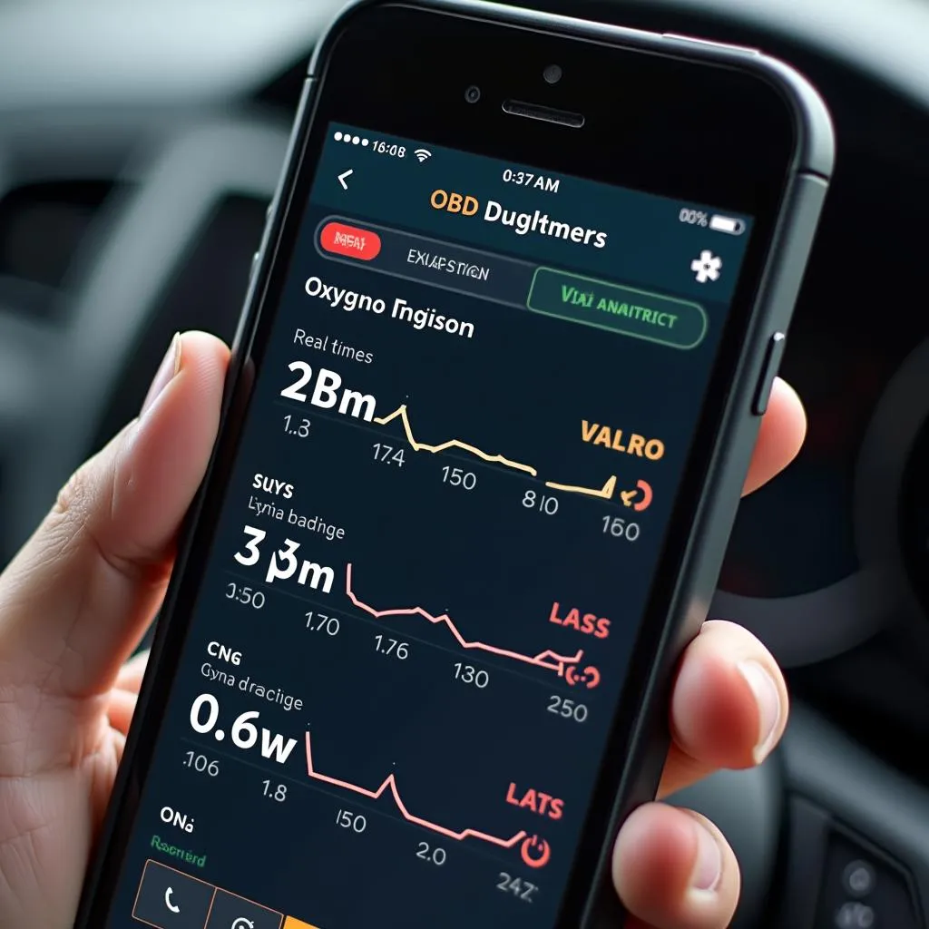 Mobile app displaying car diagnostic data