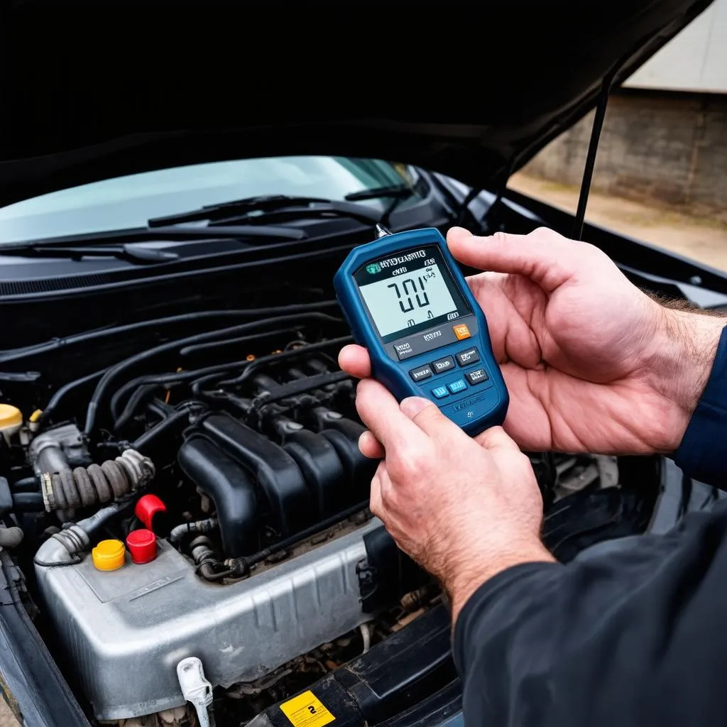 OBDII scanner connected to a car