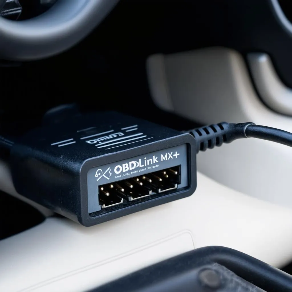 OBD Link MX+ connected to car diagnostic port