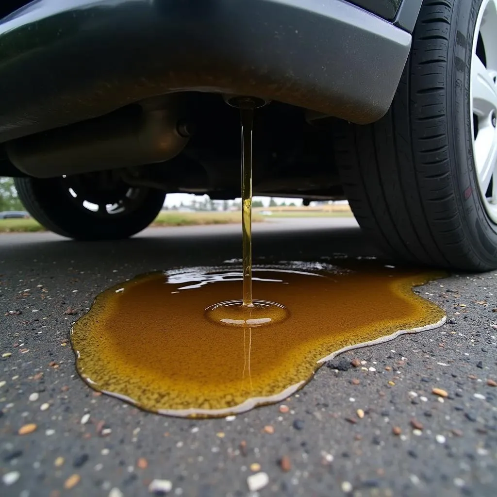 Car leaking oil under the engine