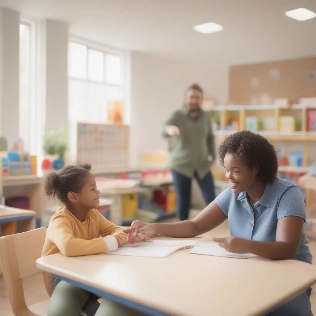 Parent and Teacher Talking in Daycare