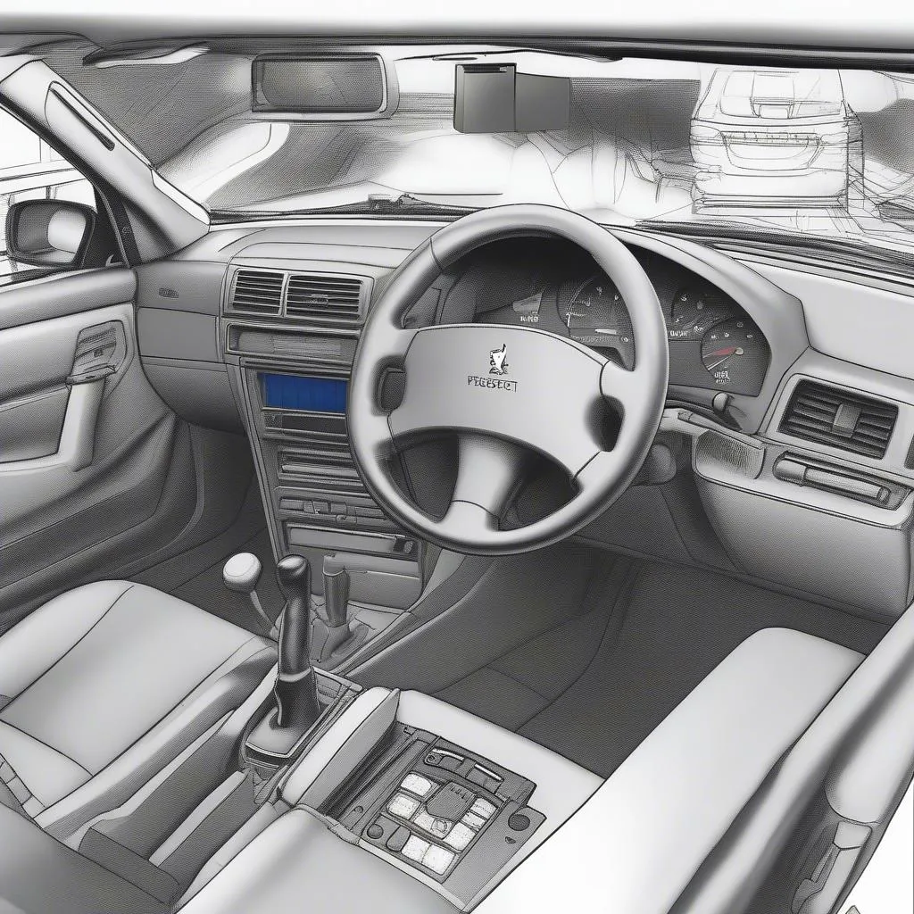 Peugeot 405 Dashboard with OBD Connector Location