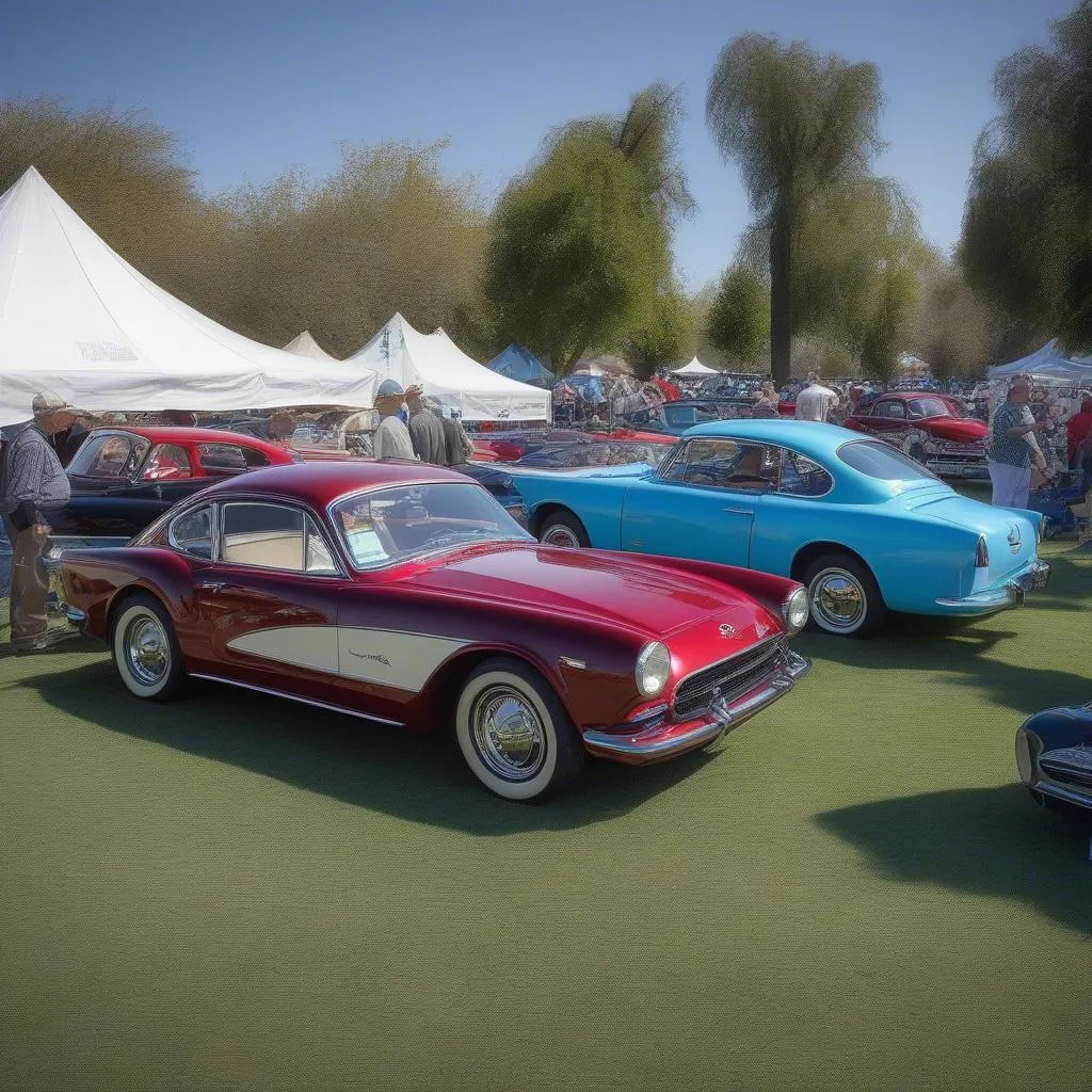 Classic cars on display at the Pleasanton Car Show