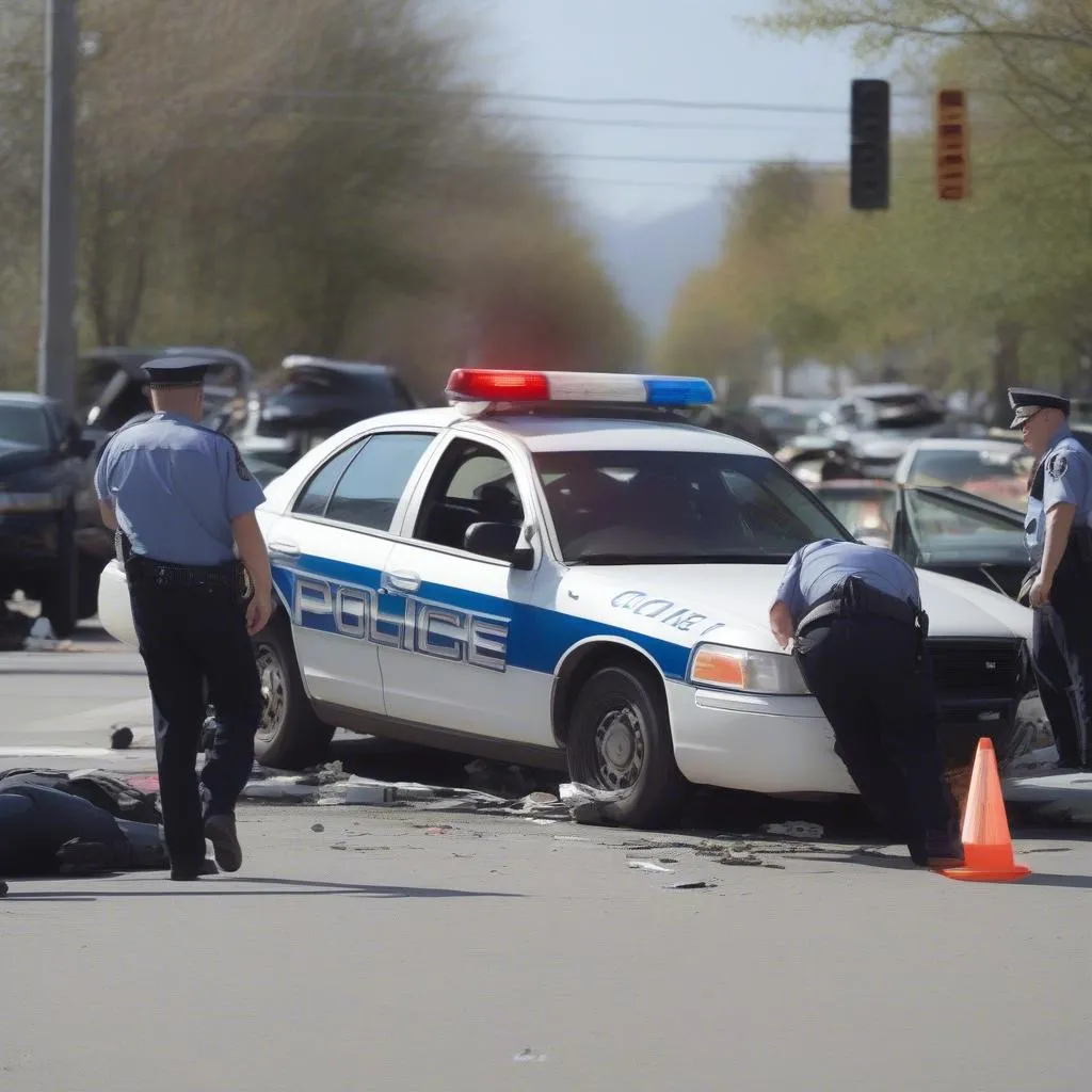 Police car at car accident