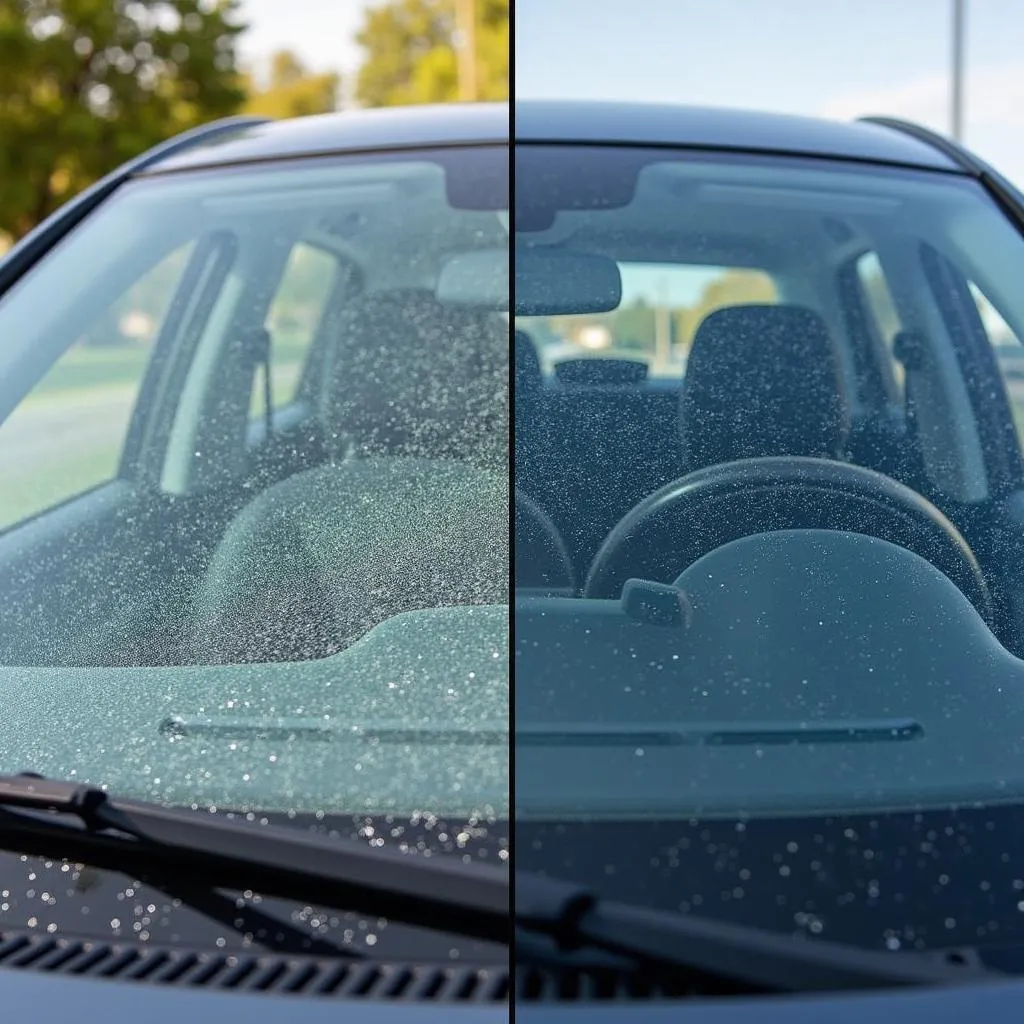 Car window before and after polish