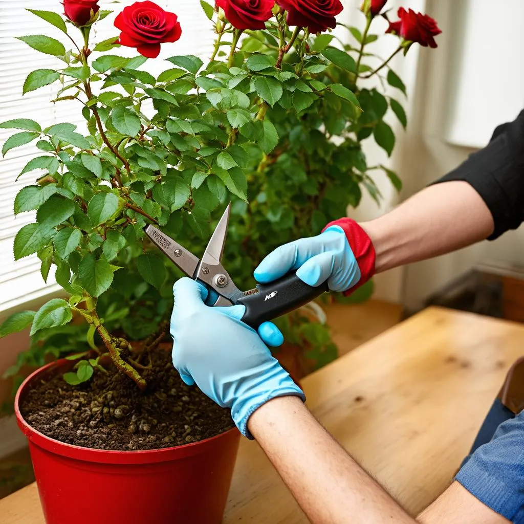 Pruning Indoor Rose Plant