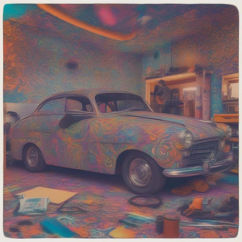 Custom psychedelic car wrap