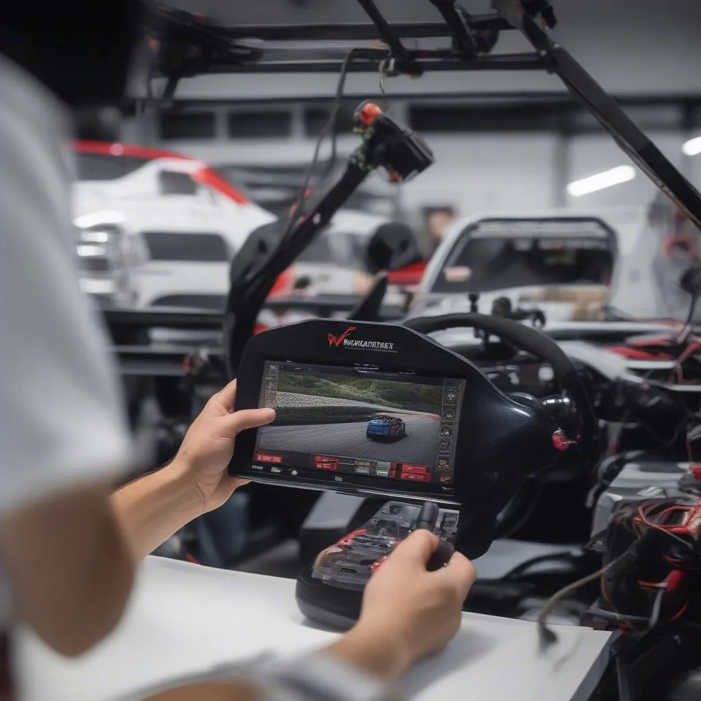 A remote control car being used for testing and development