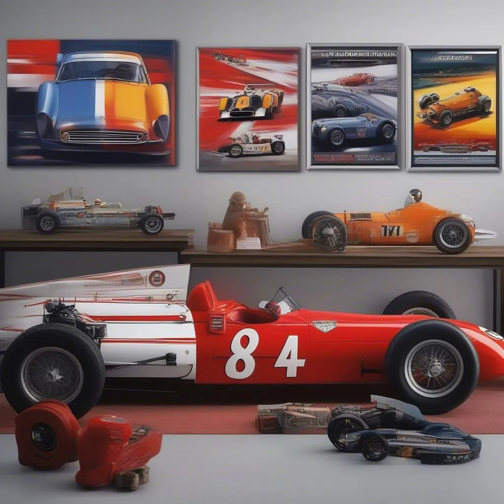 Racing car posters for garage decoration