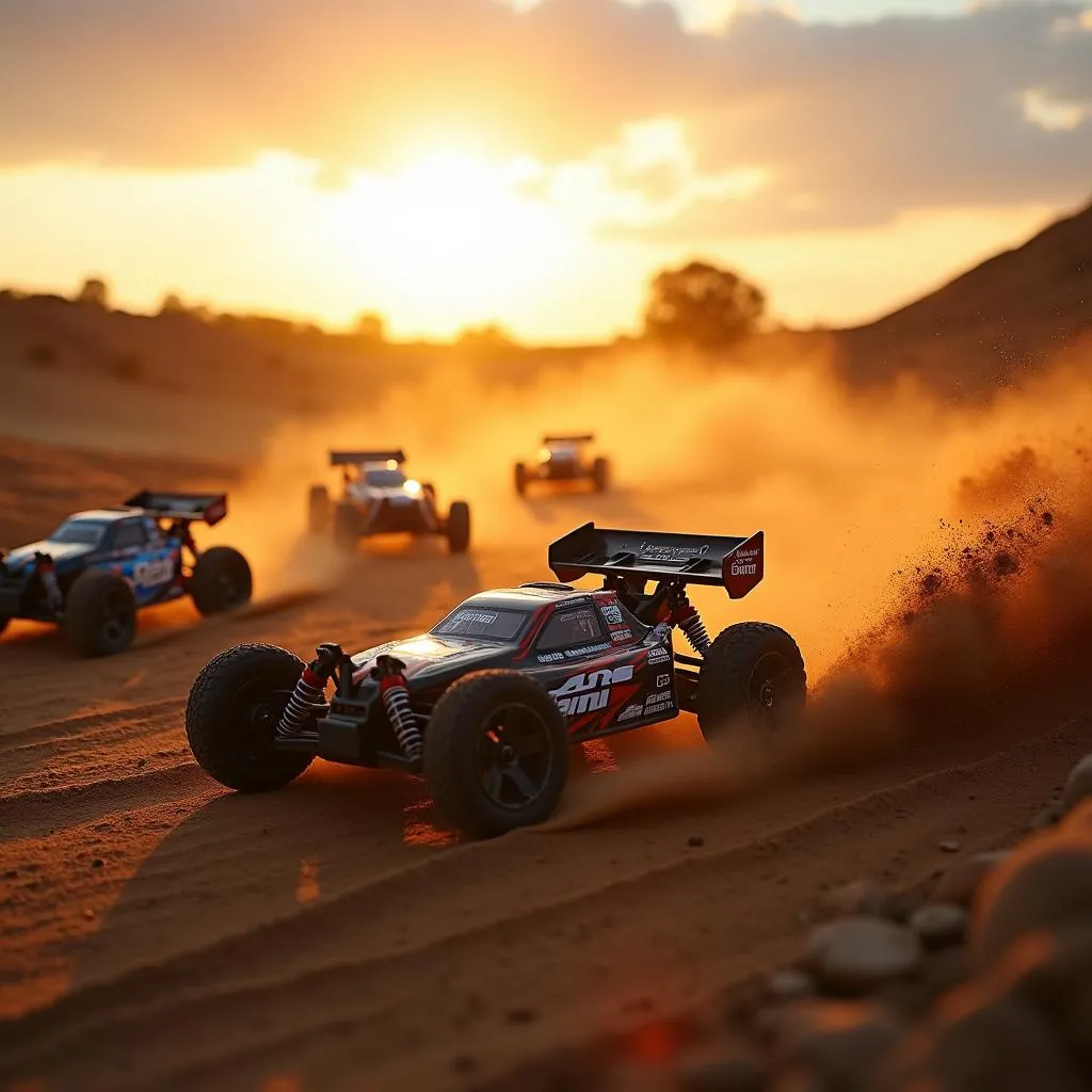 RC Car Racing on an Outdoor Track