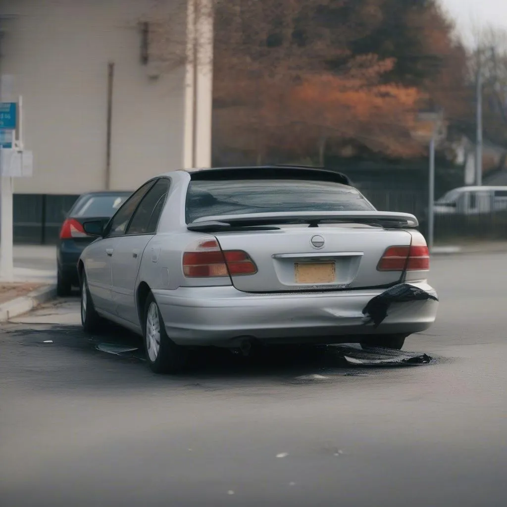 Rear bumper damage after a car accident