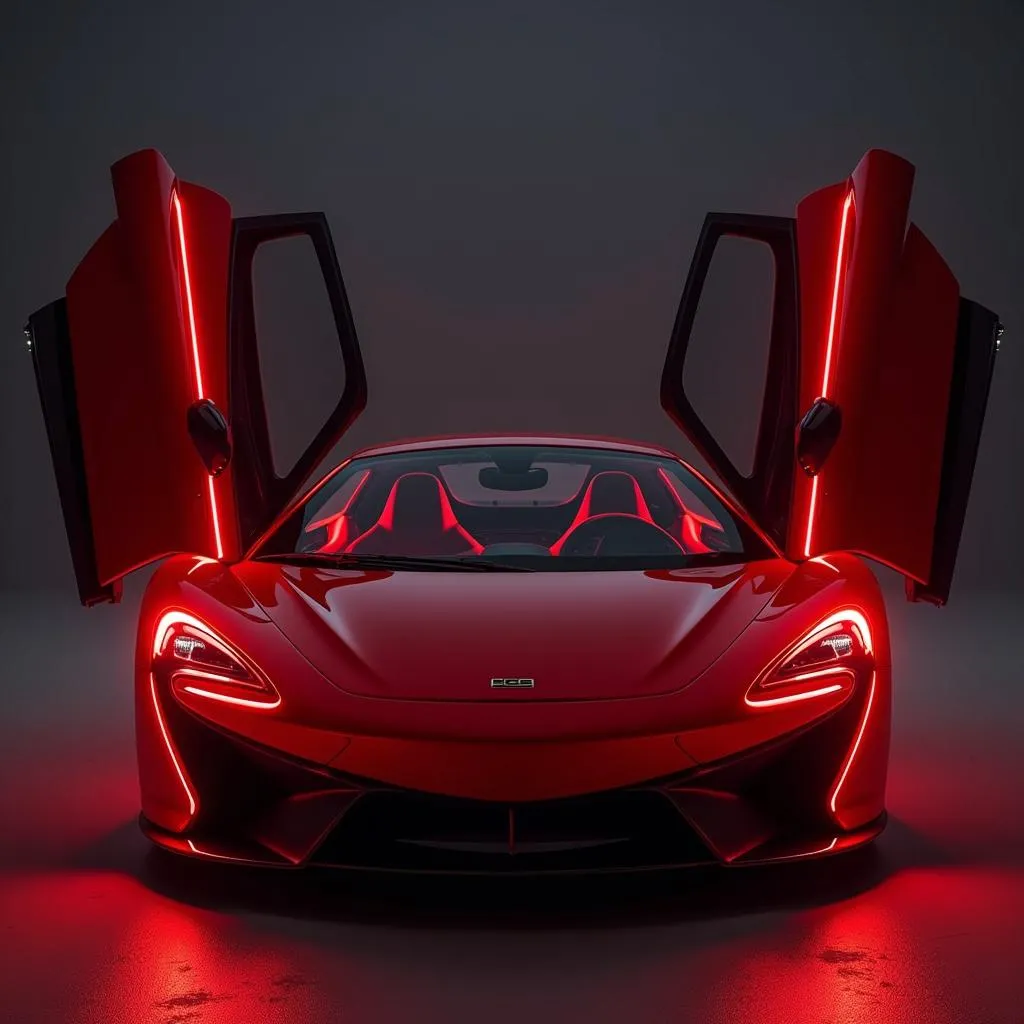 Red LED Strip Lights Accentuating a Sports Car Interior